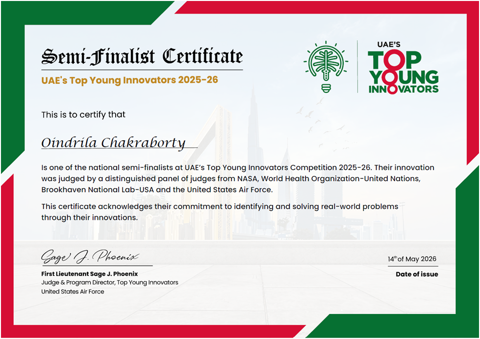 Oindrila Chakraborty Certificate